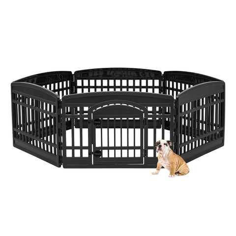 6-Panel Pet Playpen with Door - Black